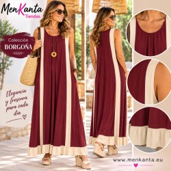 VESTIDO BORGOÑA LARGO SIN MANGA