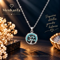 COLGANTE ARBOL DE LA VIDA PQ PIEDRA AZUL PLATEADO