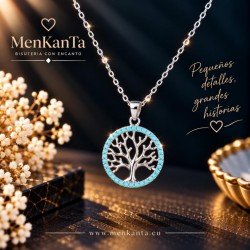 COLGANTE ARBOL DE LA VIDA PIEDRA AZUL PLATEADO