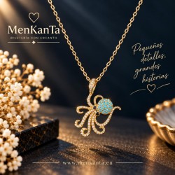 COLGANTE PULPO PIEDRA AZUL DORARO