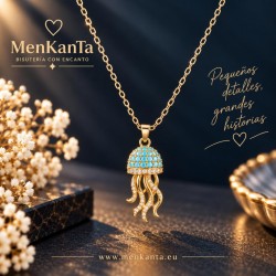 COLGANTE MEDUSA PIEDRA AZUL DORADO 