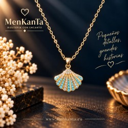 COLGANTE CONCHA PIEDRA AZUL DORARO