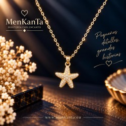 COLGANTE ESTRELLA DE MAR DORADA PIEDRA I DORADA