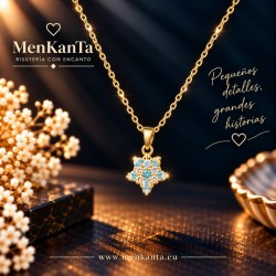 COLGANTE ESTRELLA MAR DORADA PIEDRA AZUL