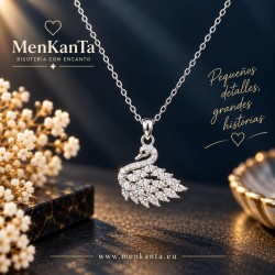 COLGANTE CISNE PIEDRA CRISTAL PLATEADO