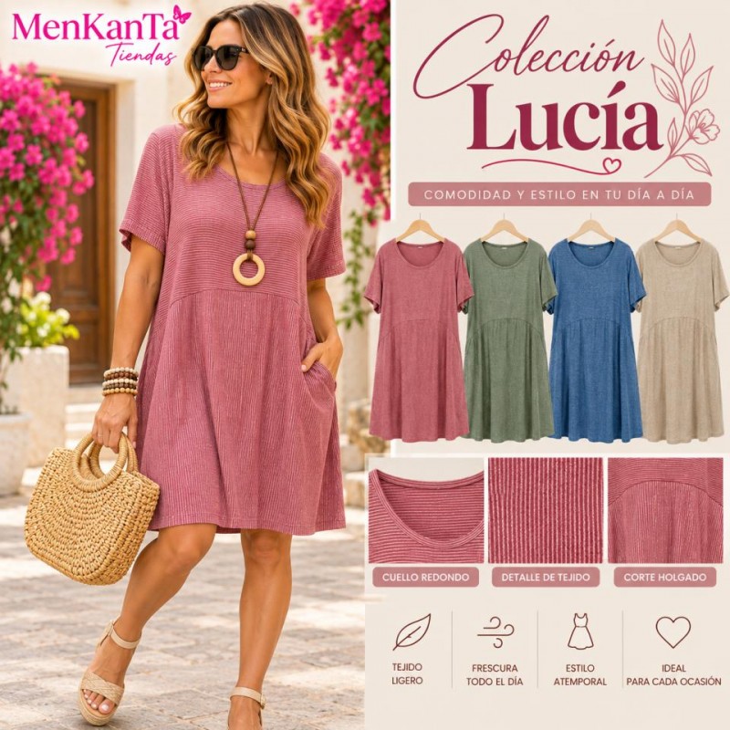 VESTIDO LUCIA MANGA CORTA SIN BOLSILLO
