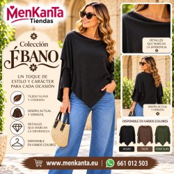BLUSA EBANO MANGA LARGA TERMINADO EN PICO