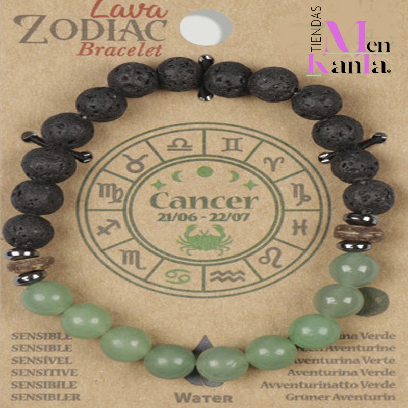 PULSERA LAVA ZODIACO CANCER AVENTURINA VERDE PULSERA LAVA ZODIACO CANCER AVENTURINA VERDE