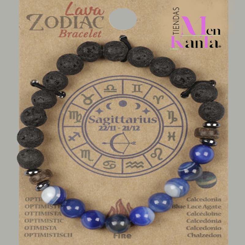PULSERA LAVA ZODIACO SAGITARIO CALCEDONIA
