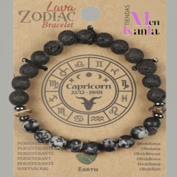 PULSERA LAVA ZODIACO CAPRICORNIO OBSIDINA
