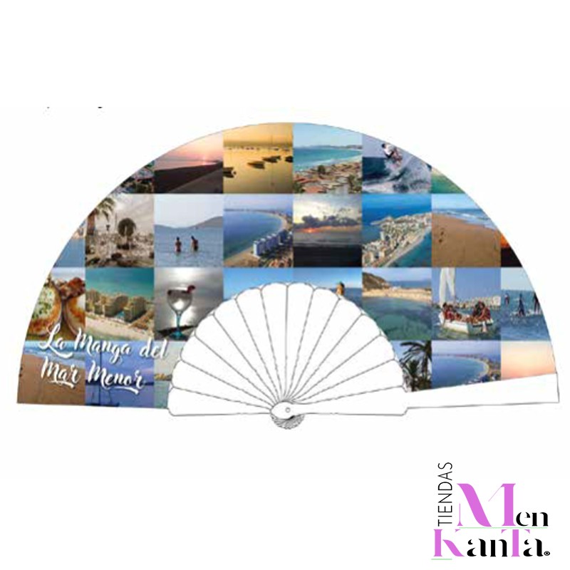 ABANICO LA MANGA MULTIFOTO BLANCO PLASTICO