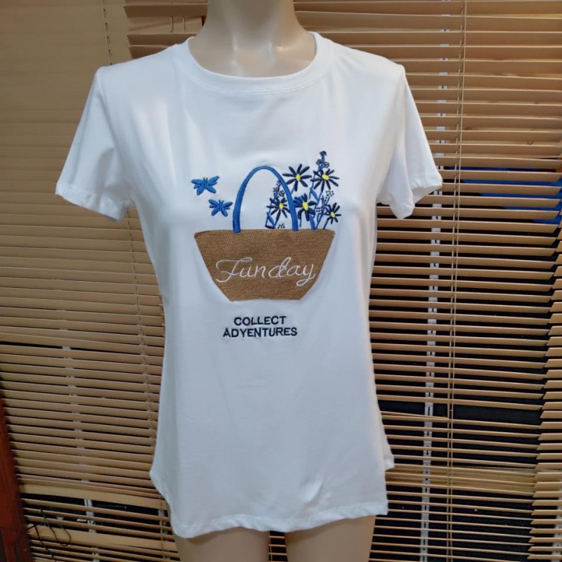 CAMISETA CESTA FLORES MANGA CORTA