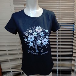 CAMISETA ARBOL FLORES MANGA CORTA