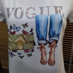 CAMISETA BOLSO ZAPATOS BRILLO MANGA CORTA