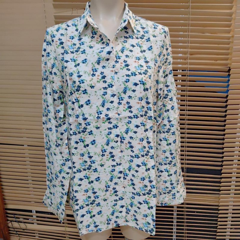 CAMISA ESTAMPADA FLORES MANGA LARGA