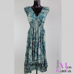 VESTIDO FRIDA LARGO COLA NIDO ABEJA PECHO