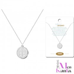 COLGANTE SAN BENITO ACERO PLATEADO CON CADENA