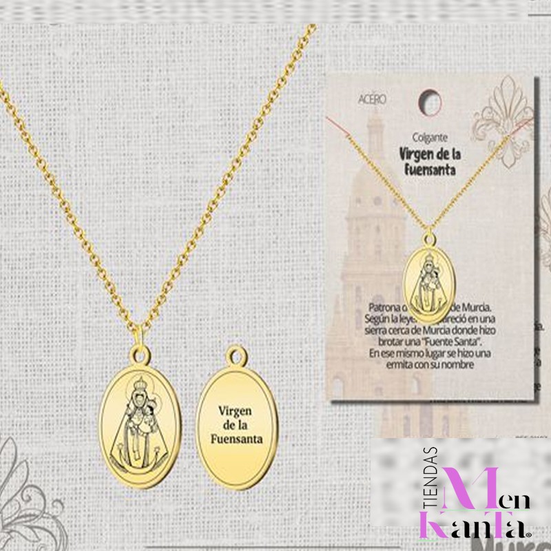 COLGANTE VIRGEN DE LA FUENSANTA ACERO DORADO
