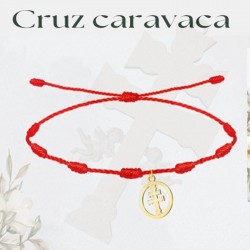 PULSERA 7 NUDOS CRUZ DE CARAVACA DORADA 