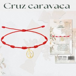 PULSERA 7 NUDOS CRUZ DE CARAVACA DORADA 