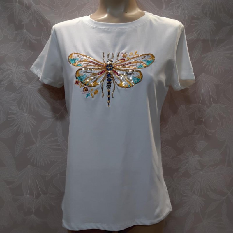 CAMISETA LIBELULA LENTEJUELAS