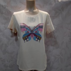 CAMISETA MARIPOSA BORDADA EN PIEDRA