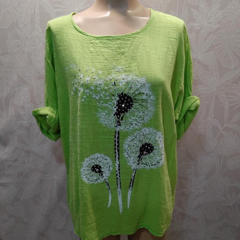 BLUSA FLOR BRILLO LISA