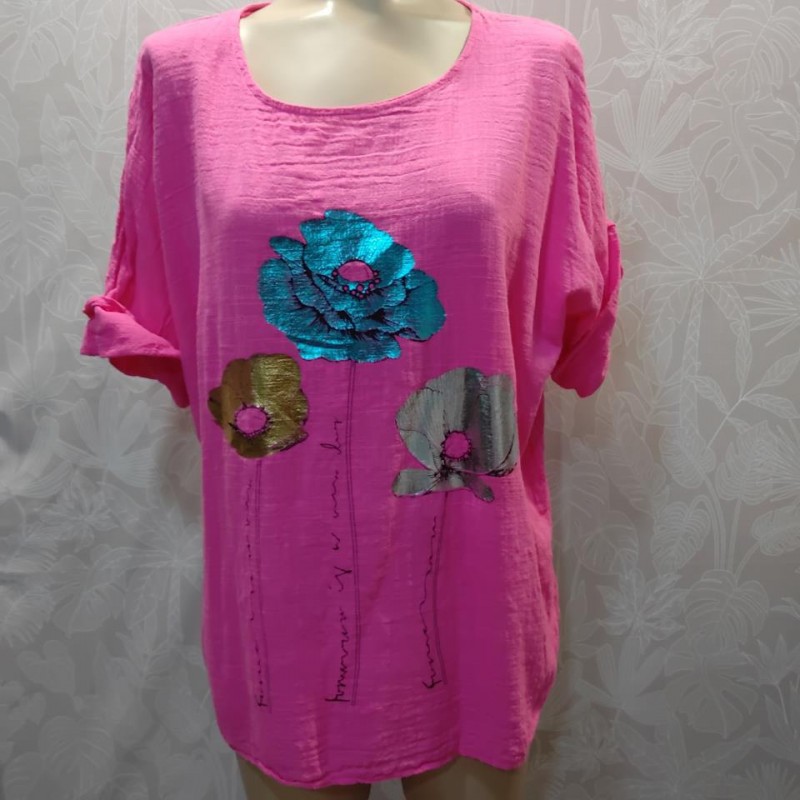 BLUSA TRES FLOR BRILLO LISA