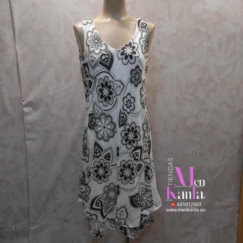 VESTIDO SALOME CUELLO PICO SIN MANGA
