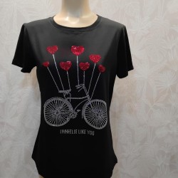 CAMISETA BICICLETA CORAZONES BRILLO