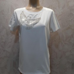 CAMISETA MARIPOSA CON LENTEJUELA Y PERLA FALSA