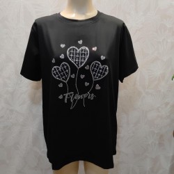 CAMISETA FLOWERS CORAZONES BRILLO