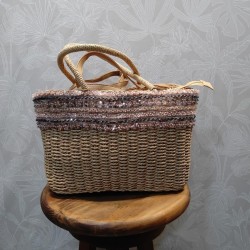 BOLSO DOS ASAS RAFIA CON TIRA DE LENTEJUELA 
