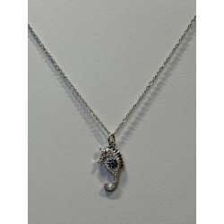 COLGANTE CABALLITODE MAR PLATEADO PIEDRA BLANCA