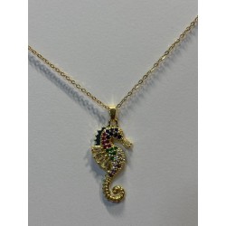 COLGANTE CABALLITO DE MAR DORADO PIEDRA COLOR ACER
