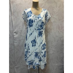 VESTIDO CUELLO REDONDO FLOR MANGA