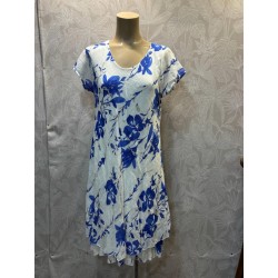 VESTIDO CUELLO REDONDO FLOR MANGA