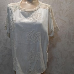 BLUSA TIPO LINO ESPALDA LISA MANGA CORTA