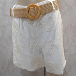 PANTALON CORTO  TIPO LINO CINTURON