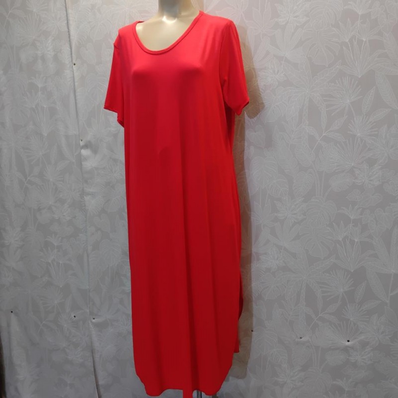 VESTIDO LISO MANGA CORTA Y BOLSILLOS