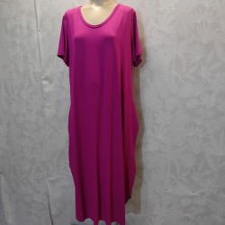 VESTIDO LISO MANGA CORTA Y BOLSILLOS