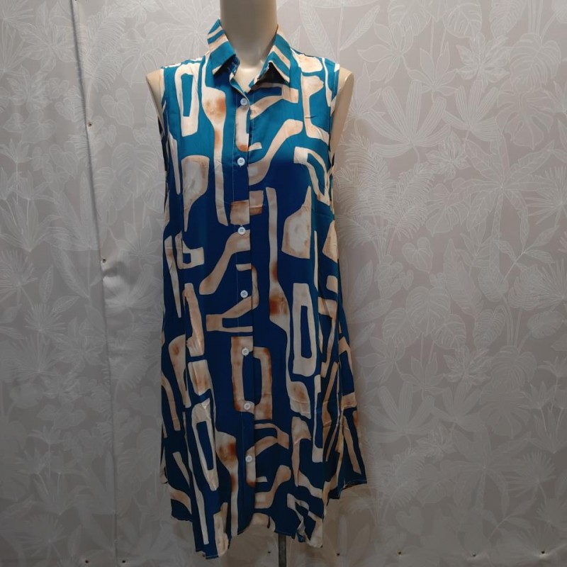 VESTIDO CAMISERO CORTO SIN MANGA 