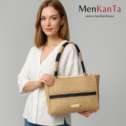 BOLSO ASA LARGA BICOLOR Y BANDOLERA