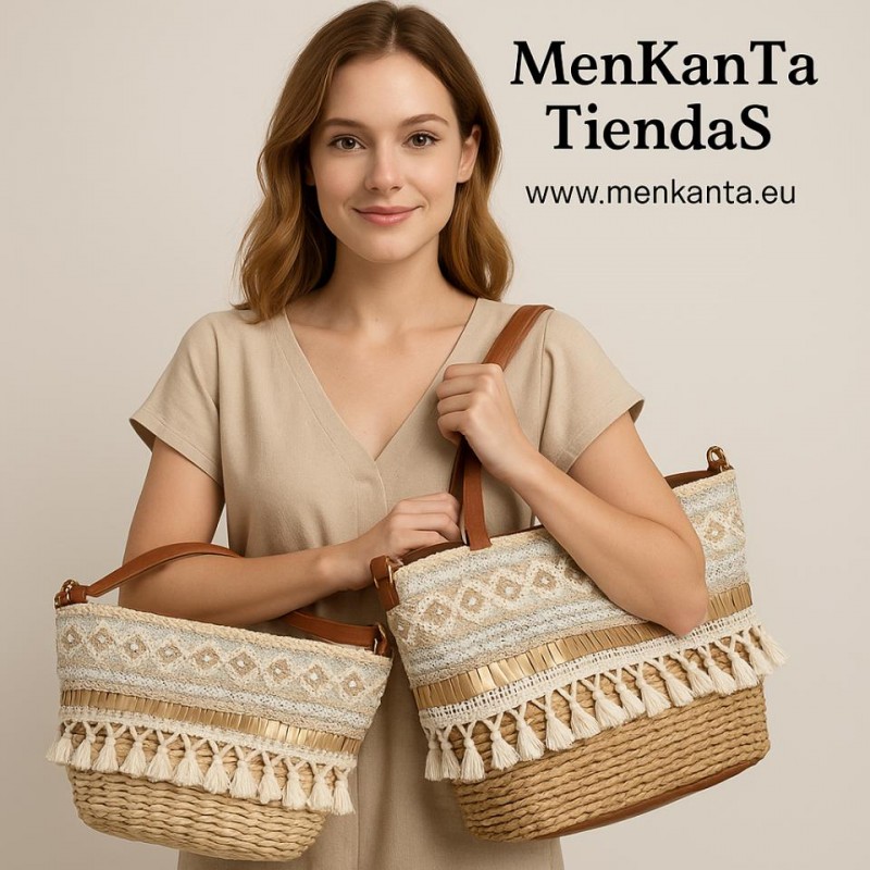 CAPAZA  BOLSO CON BORLONES Y PASAMANERIA