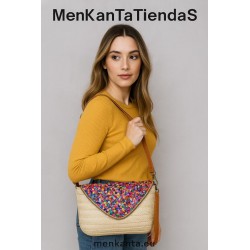 BOLSO BANDOLERA Y MANO CON PIEDRA COLOR EN SOLAPA