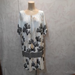 VESTIDO ESTANPADO MANGA CODO VOLANTE ABAJO