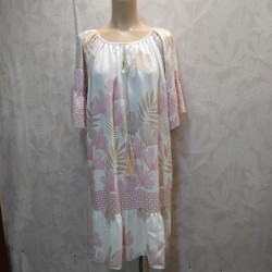 VESTIDO ESTANPADO MANGA CODO VOLANTE ABAJO