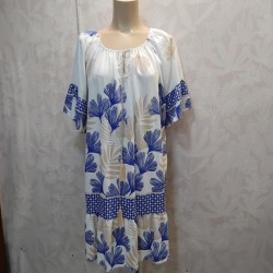 VESTIDO ESTANPADO MANGA CODO VOLANTE ABAJO