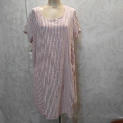 VESTIDO RAYA CON BOLSILLOY MANGA CORTA TLINO
