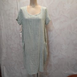 VESTIDO RAYA CON BOLSILLOY MANGA CORTA TLINO